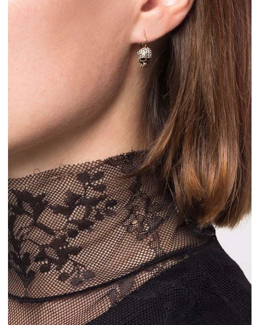 McQueen Metallic Skull Drop Earrings