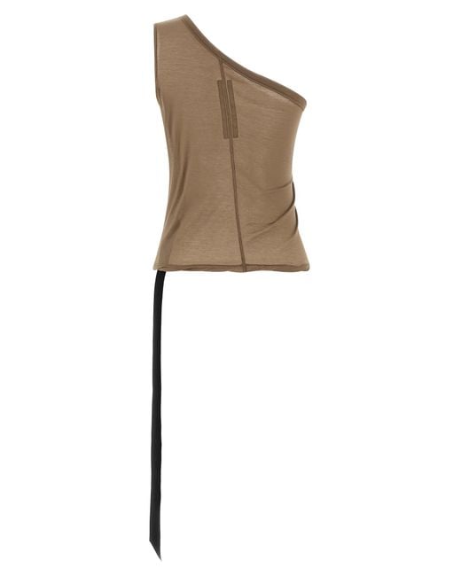 Rick Owens White Ziggy One-Shoulder Top
