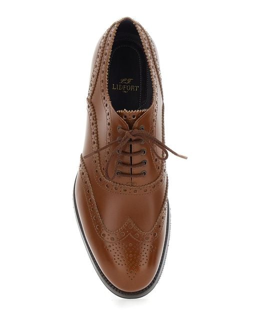 Lidfort Brown Swallowtail Brogue Derby Shoes for men