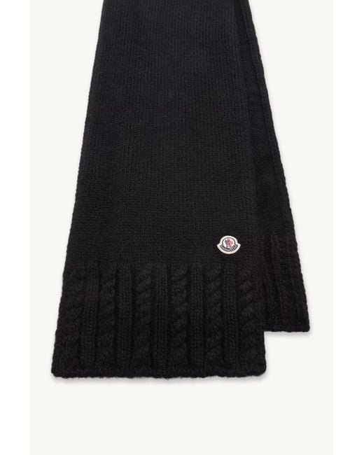 Moncler Black Alpaca Blend Knit Scarf