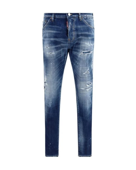 DSquared² Blue Distressed Medium Wash Kawaii Jeans for men