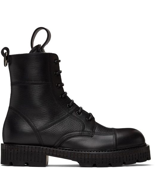 Dolce & Gabbana Black Logo Plaque Ankle Boots for men