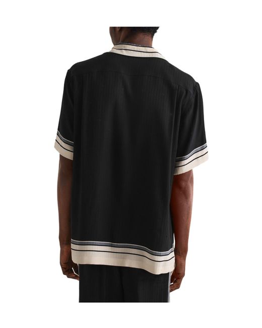 Dolce & Gabbana Black Vertical Striped Short Sleeve Shirt for men