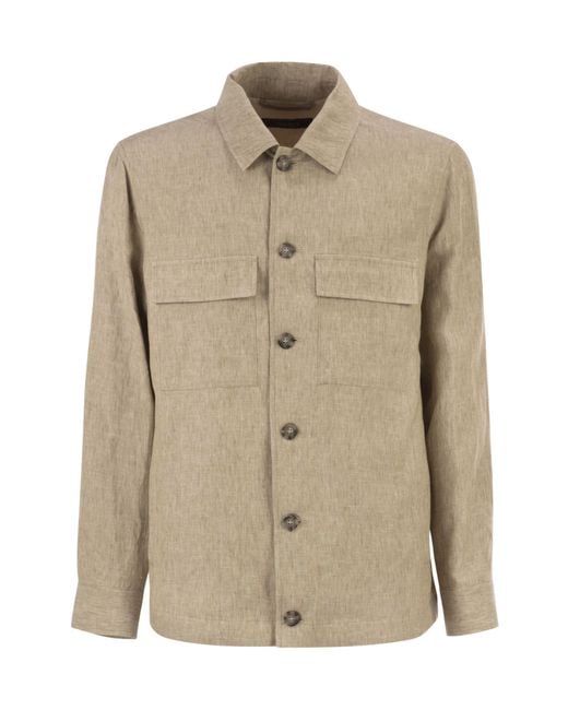 Peserico Natural Patch Pocket Linen Jacket for men