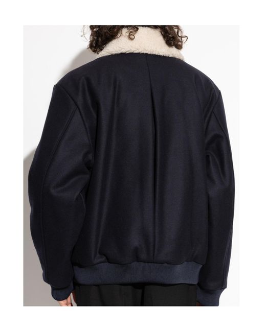 Balmain Blue Detachable Collar Bomber Jacket for men