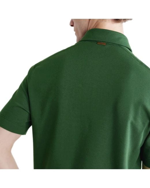 Zegna Green Short-Sleeve Chest-Pocket Polo Shirt for men