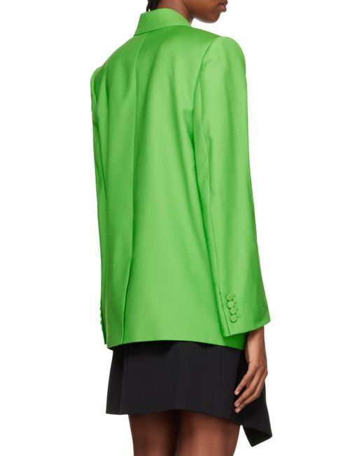 McQueen Green Double-Breasted Asymmetric Blazer