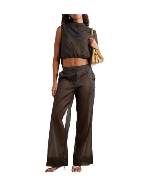 Kallmeyer Black Draped Silk-Voile Top