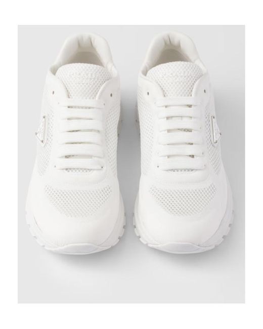 Prada White Prax 2.0 Lace-Up Sneakers