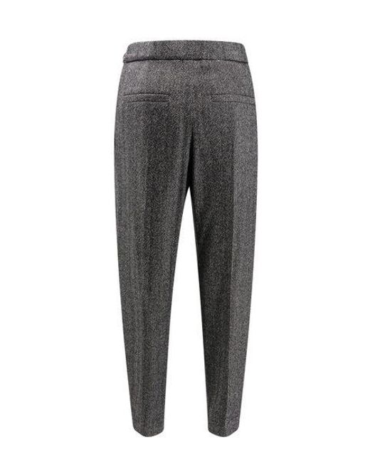 Brunello Cucinelli Gray Heringbone Cropped Trousers