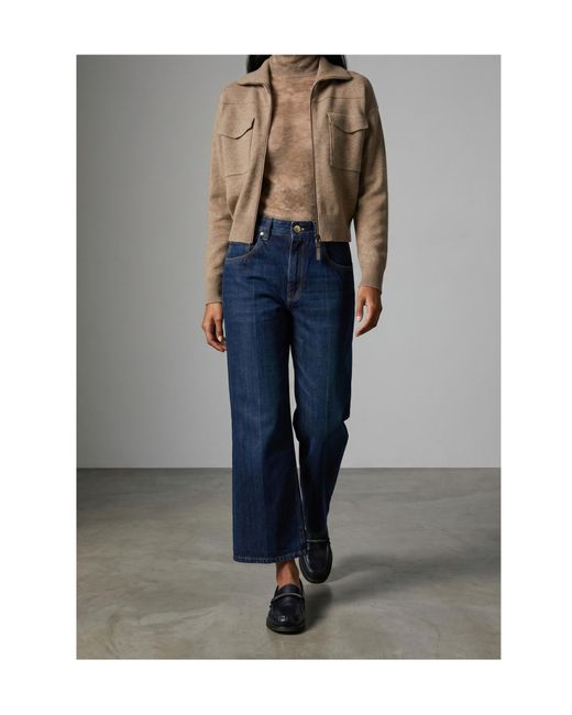 Brunello Cucinelli Natural High Neck Zip-Up Cardigan
