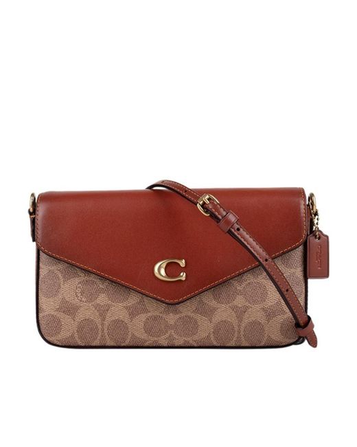 COACH Brown Classic Logo Pattern Satchel Bag