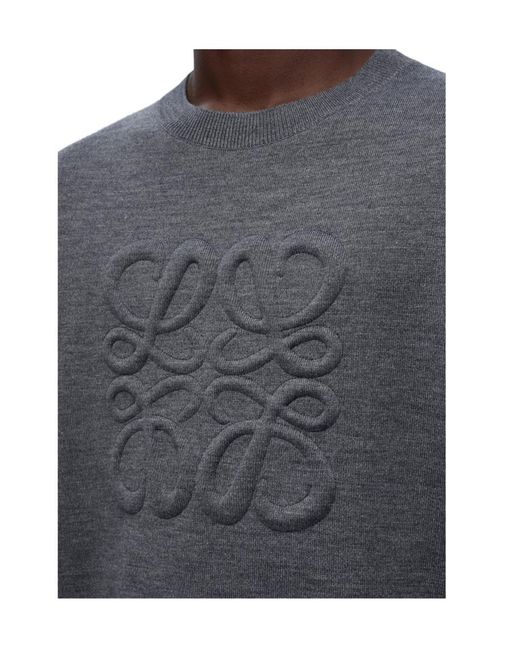 Loewe Gray Logo Detailed Crewneck Jumper for men