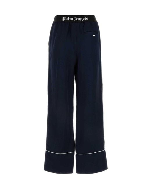 Palm Angels Blue Logo Elastic Waistband Pajama Bottoms