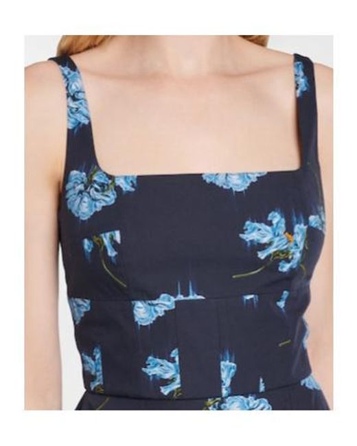 Emilia Wickstead Blue Floral Cotton Midi Dress
