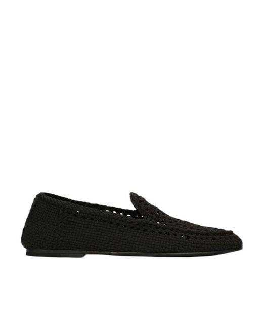 Dolce & Gabbana Black Woven Loafers for men