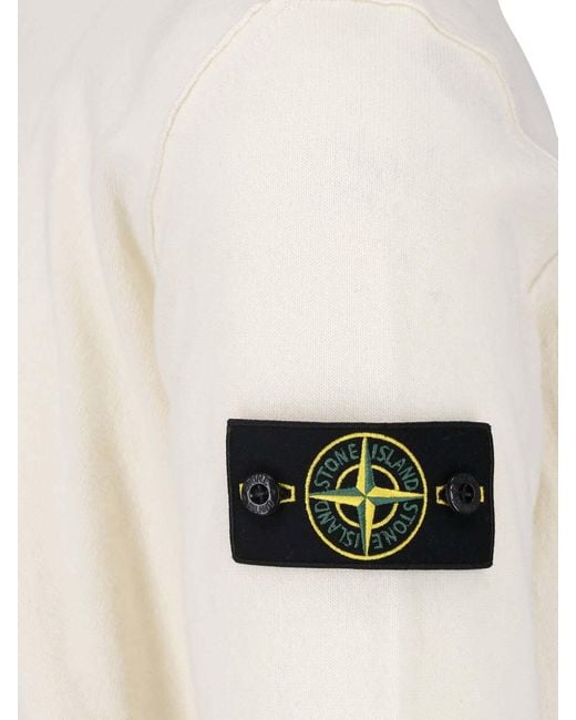 Stone Island White Ribbed Sweater for men