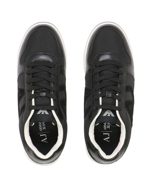 Armani Jeans Black Lace-Up Casual Sneakers for men
