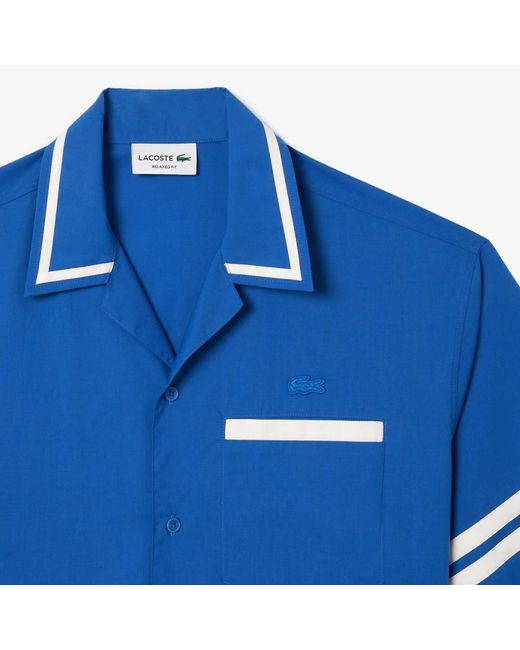 Lacoste Blue Relaxed-Fit Print Back Shirt for men