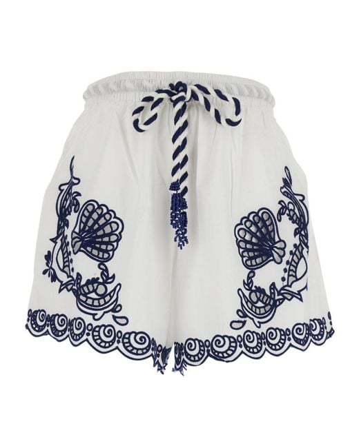 Farm Rio Blue Federica Tosi Garden Tiles Richelieu Shorts