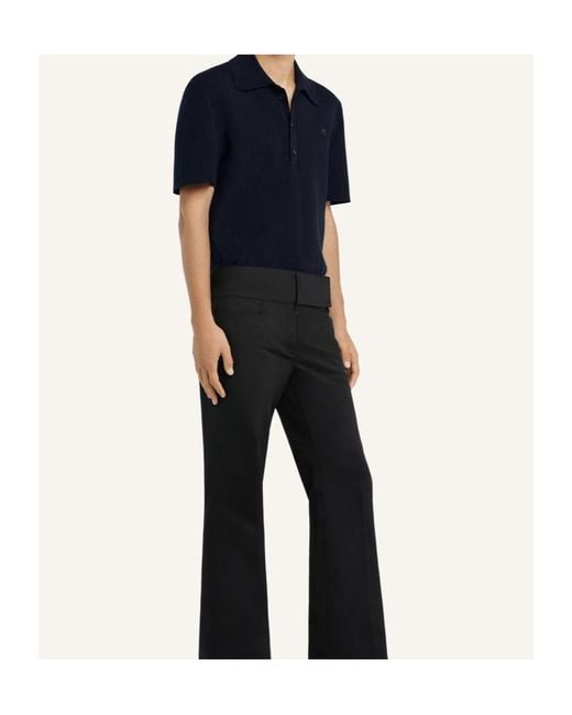 Courreges Blue Ribbed Polo Shirt for men