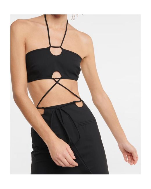 Christopher Esber Black Hollow-Out Tie-Up Dress
