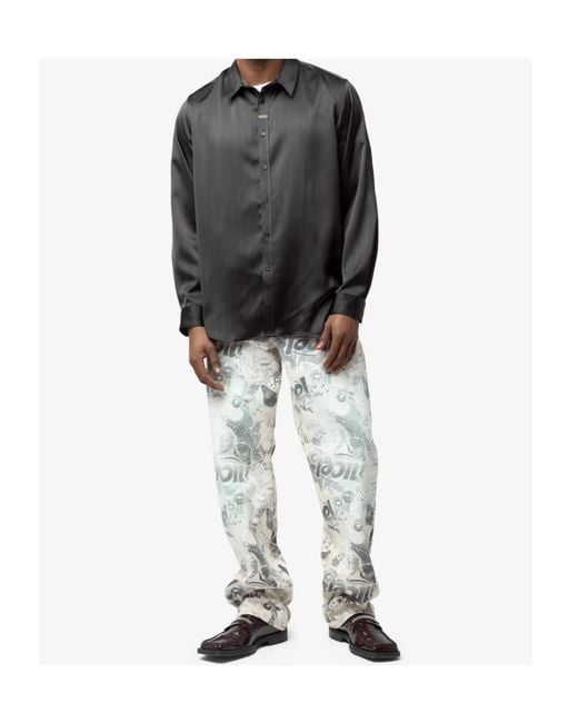 Martine Rose Black Button-Up Pinstriped Shirt for men