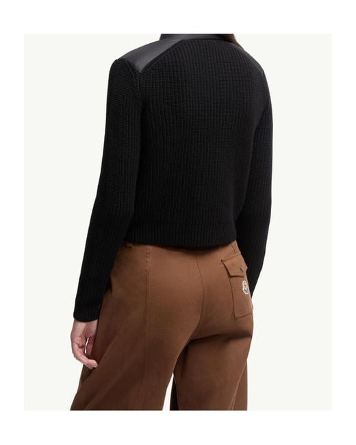 Moncler Black Padded Wool Zip-Up Cardigan