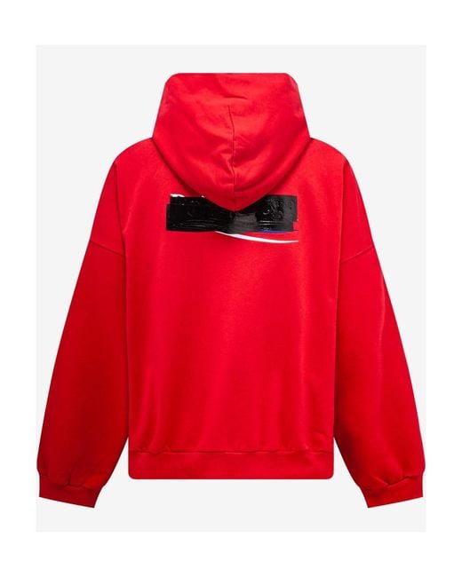 Balenciaga Red Logo-Print Cotton Hoodie for men