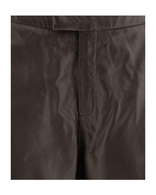 Arma Brown Wide-Leg Leather Pants
