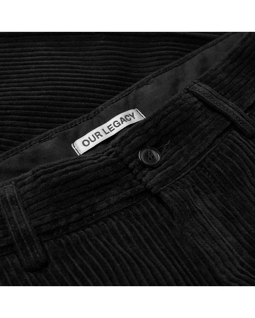 Our Legacy Black Corduroy Cotton Chino Trousers for men