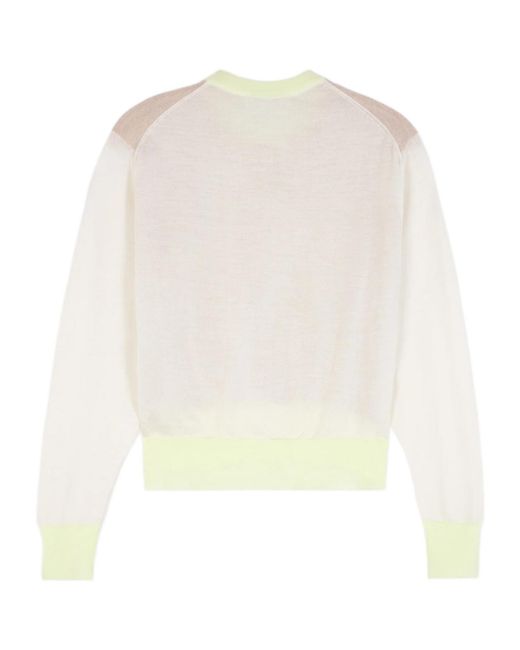 Maison Kitsuné White Wool Round-Neck Long-Sleeve Sweater