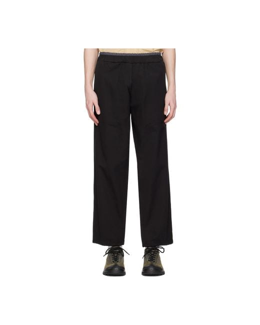 RANRA Black Elasticated Waistband Tapered Trousers for men