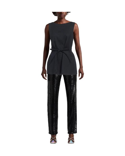 Rag & Bone Black Sleeveless Waist-Tie Top