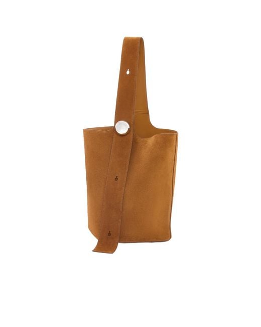 Loewe Brown Large Pebble Bucket Bag for men