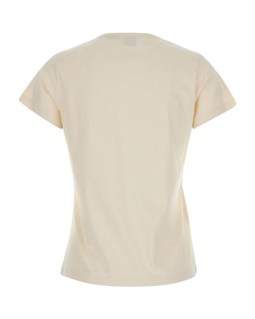 Pinko White Love Birds Embellished V-Neck T-Shirt