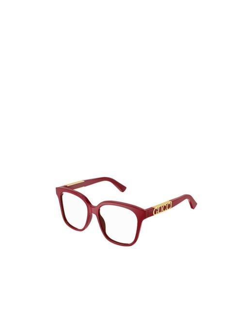 Gucci Red Eyewear Square Frame Glasses for men
