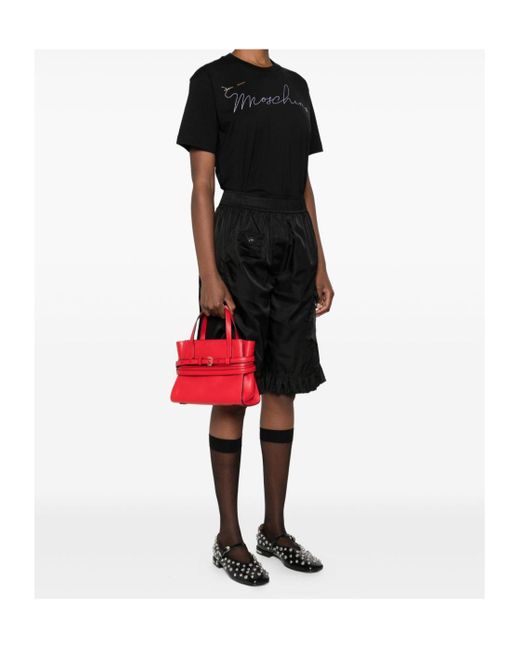 Moschino Red Small Tie Me Tote Bag