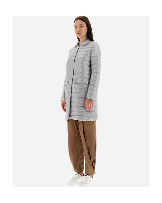 Herno Gray Padded Button-Up Coat