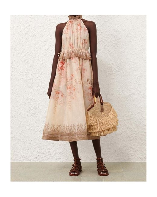 Zimmermann Pink Illuminate Halter Midi Dress
