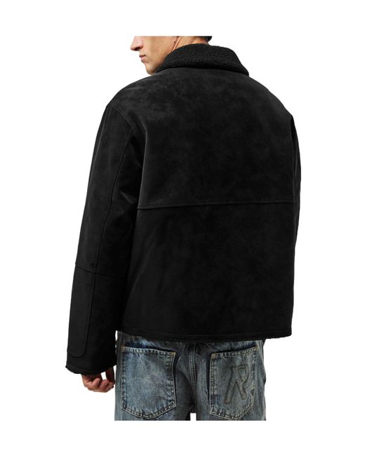 Represent Black Solid-Color Shearling Jacket for men