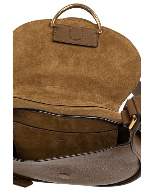 Chloé Brown Chloé Ride Logo Detailed Crossbody Bag