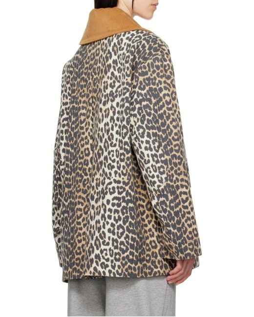Ganni Brown Leopard Printed Jacket