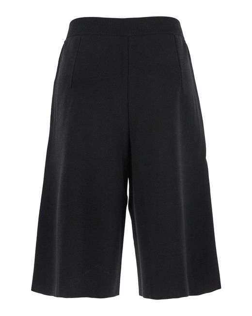 Totême Black Shorts With Ribbed Waist And Two Side Welt Pockets
