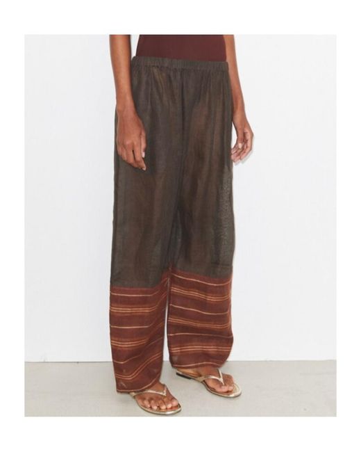 Tory Burch Brown Drawcord Wide-Leg Beach Pants