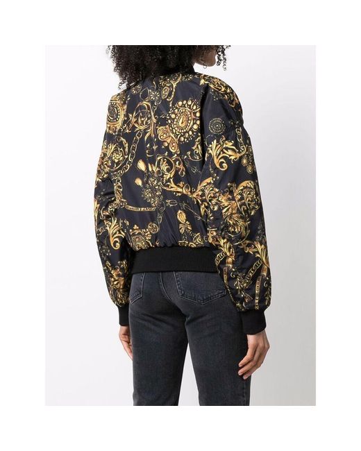 Versace Jeans Black Baroque Print Bomber Jacket
