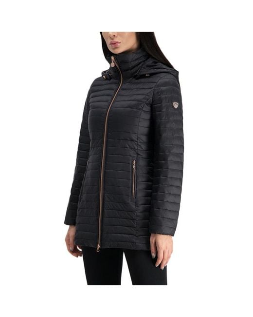 EA7 Black Logo Quilted Down Jacket
