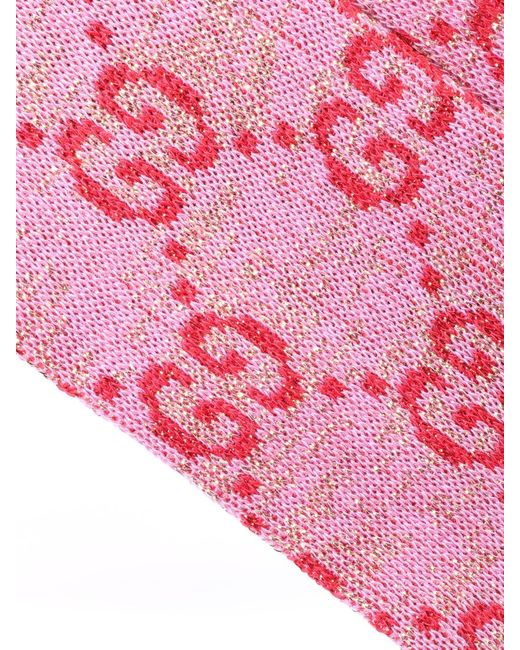 Gucci Pink Lurex Interlocking G Socks