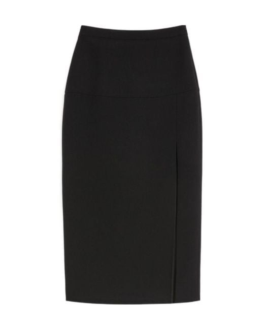 Valentino Black Side Slit Midi Skirt