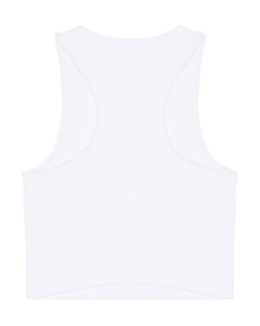 Givenchy White Paris Logo Printed Cropped Tank Top